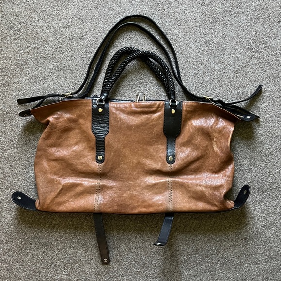 Gryson Jasper Leather Large Tote Shoulder Hand Bag Suede Lining Brown Black - Picture 4 of 16